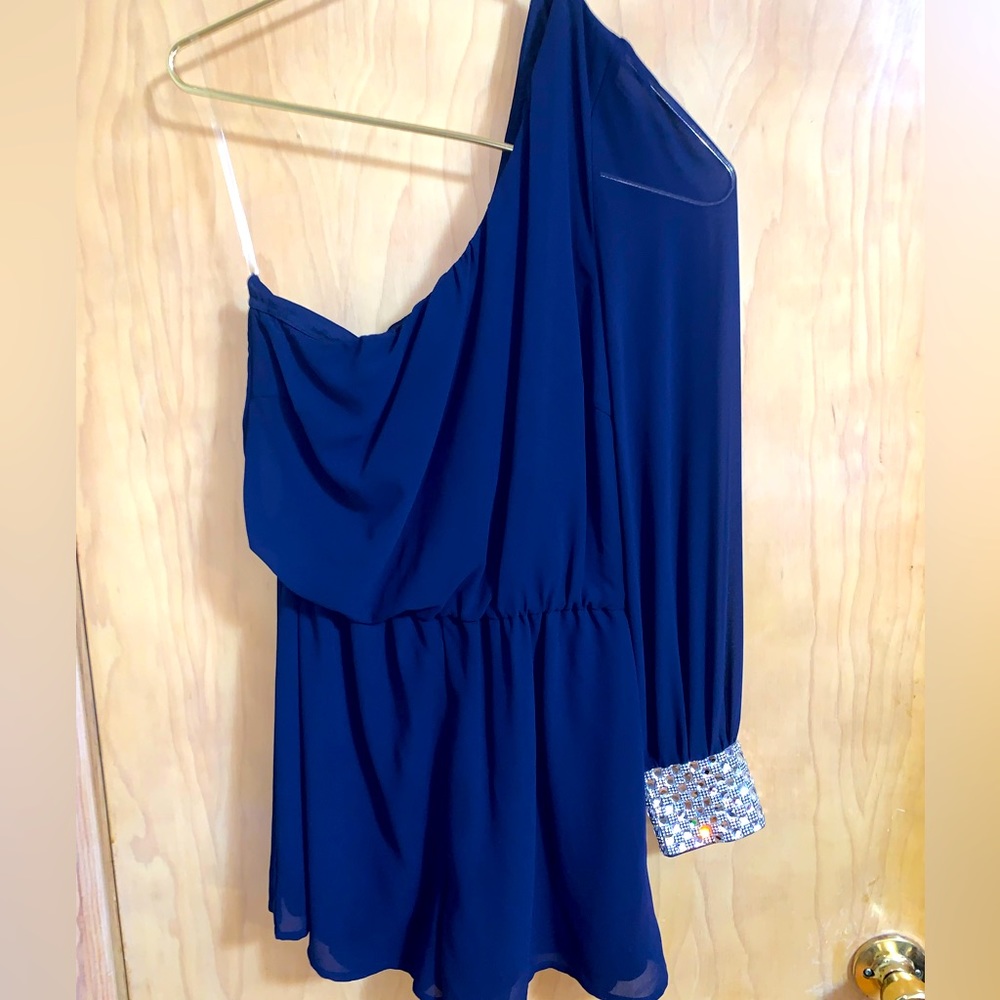 New. Charlotte Russe. One-Shoulder Romper. Size Medium. Color Royal Blue.